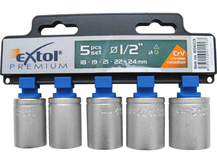 EXTOL PREMIUM 65603 hlavice nástrčné, sada 5ks, 1/2", CrV EXTOL PREMIUM 65603 hlavice nástrčné, sada 5ks, 1/2", CrV