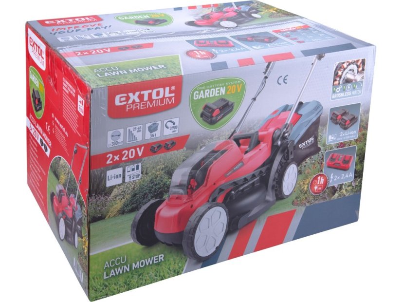 EXTOL PREMIUM 8895720 sekačka aku, BRUSHLESS, GARDEN20V, 20V Li-ion, 2x2000mAh