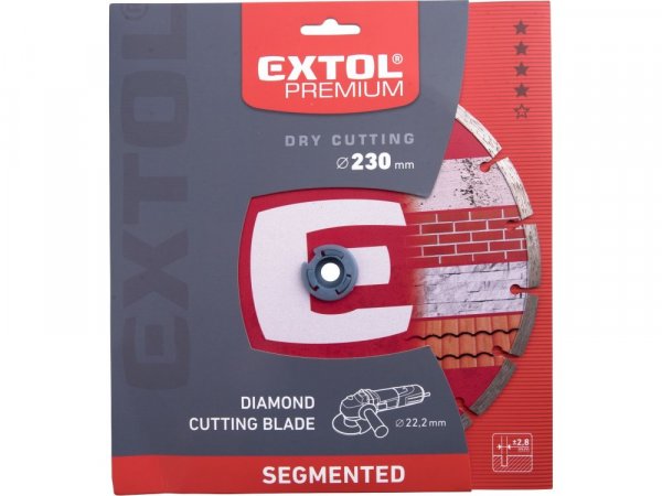 EXTOL PREMIUM 108715 kotouč diamantový řezný segmentový - suché řezání, O 230x22,2x2,8mm