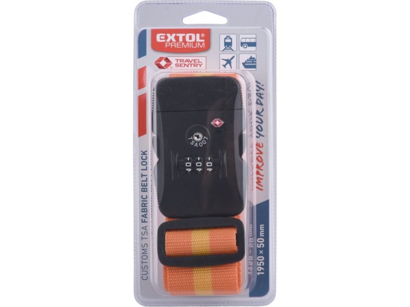 EXTOL PREMIUM 8857312 popruh na zavazadla TSA s trojmístným kódem, 2mx5cm