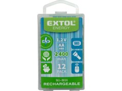 EXTOL ENERGY 42063 baterie nabíjecí, 12ks, AA (HR6), 1,2V, 2400mAh, NiMh