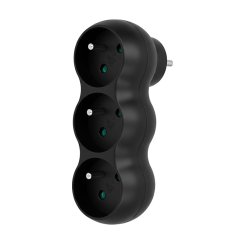 Solight P101B rozbočka s podpěrou, 3 x 10A, matná černá