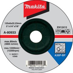Makita A-80933 kotouč brusný 125x6x22 ocel