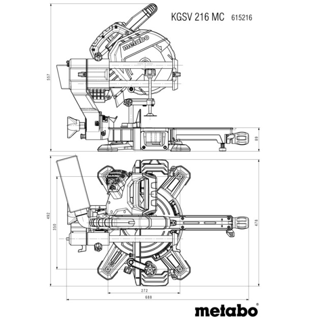 Metabo KGSV 216 MC pokosová pila s pojezdem 615216000