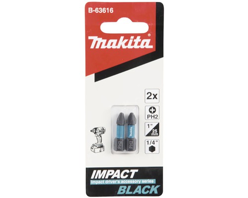 Makita B-63616 torzní bit 1/4" Impact Black PH2, 25mm 2 ks Makita B-63616 torzní bit 1/4" Impact Black PH2, 25mm 2 ks