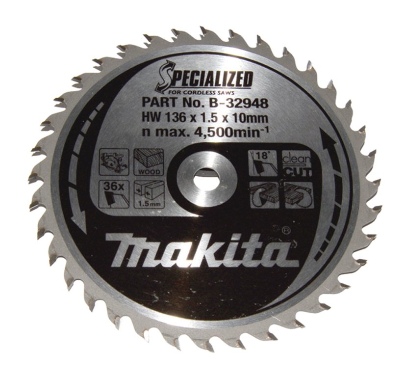 Makita B-32948 136x1.5x10mm 36Z kotouč pilový dřevo SPECIALIZED  pro aku pily = old B-09210