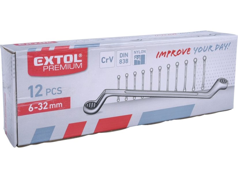 EXTOL PREMIUM 6233 klíče očkové, sada 12ks, 6-32mm, CrV