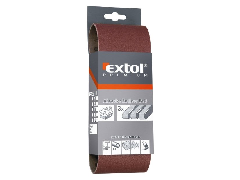 EXTOL PREMIUM 8803504 plátna brusná nekonečný pás, bal. 3ks, 75x457mm, P40