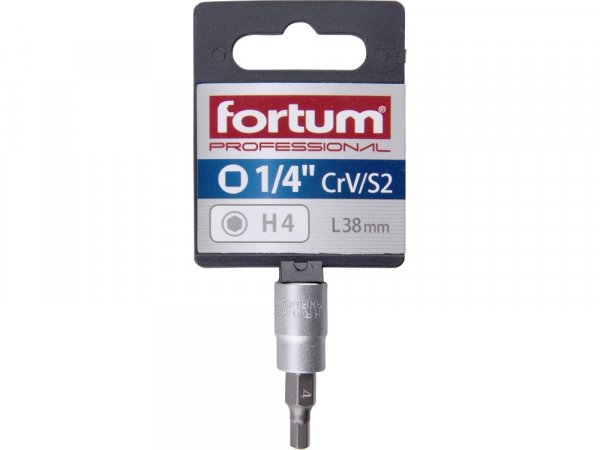 FORTUM 4701604 hlavice zástrčná 1/4" imbus 1/4", H 4, L 38mm