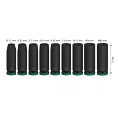 Bosch 9 dílná sada prodloužených hlavic 10-19mm Pro Impact 1/2" 2608003039