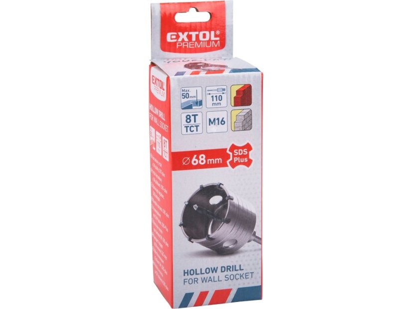 EXTOL PREMIUM 8801954 vrták SDS PLUS do zdiva korunkový, O 68mm x 110mm, M16