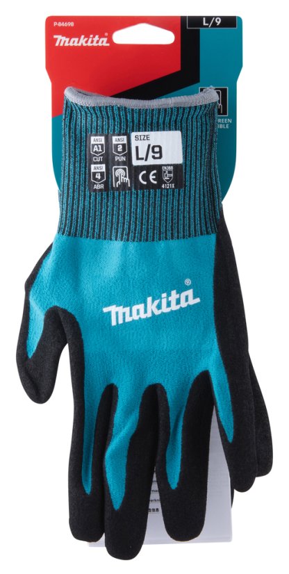 Makita P-84698 rukavice pracovní pletené basic, nitril, velikost L/9
