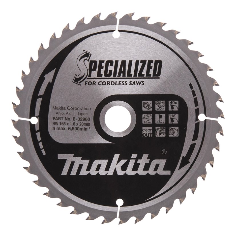 Makita B-32960 165x1.6x20mm 40Z kotouč pilový dřevo SPECIALIZED pro aku pily = old B-09248 Makita B-32960 165x1.6x20mm 40Z kotouč pilový dřevo SPECIALIZED pro aku pily = old B-09248