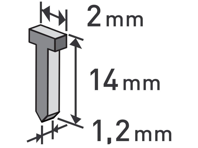 EXTOL PREMIUM 8852405 hřebíky, balení 1000ks, 14mm, 2,0x0,52x1,2mm