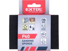 EXTOL PREMIUM 8803662 brusná houba, 100x70x25mm, P60, čtyřstranná, abrazivo-korund