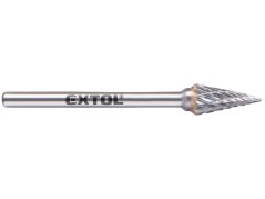 EXTOL INDUSTRIAL 8703893 fréza karbidová, konická-jehlan, ⌀6x13mm, ⌀stopky 3mm, sek střední (double-cut)