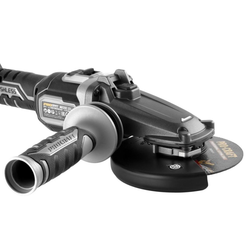 Procraft Industrial AG125Cbb aku úhlová bruska 125mm s plochou hlavou 20 V bez aku