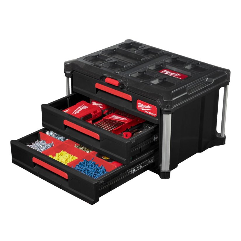 Milwaukee PACKOUT™ box na nářadí se 4 zásuvkami - Packout 3 Drawer Tool Box 4932472130