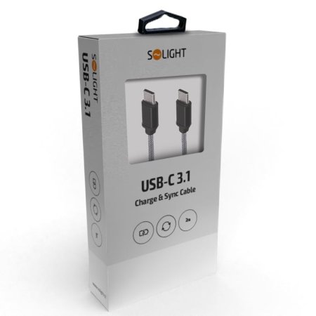 Solight SSC1702 USB-C 3.1 kabel, USB-C konektor - USB-C konektor, blistr, 2m