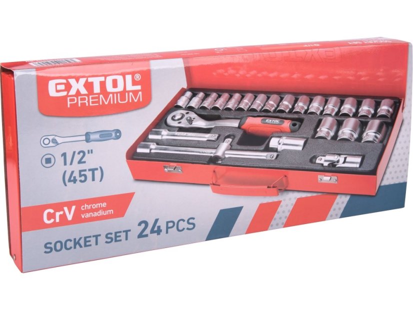 EXTOL PREMIUM 8818365 hlavice nástrčné, sada 24ks, 1/2"