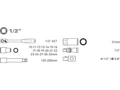 EXTOL PREMIUM 8818365 hlavice nástrčné, sada 24ks, 1/2"