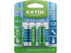 EXTOL ENERGY 42061 baterie nabíjecí, 4ks, AA (HR6), 1,2V, 2400mAh, NiMh
