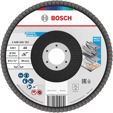 Bosch 2608626154 lamelový brusný kotouč X451, 150 × 22,23 mm, G60, T29, 15 ks Bosch 2608626154 lamelový brusný kotouč X451, 150 × 22,23 mm, G60, T29, 15 ks