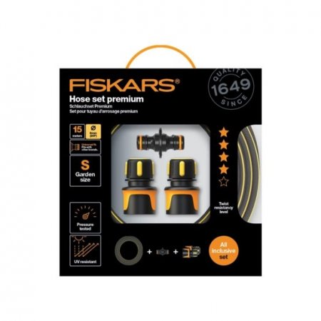 Fiskars 1027101 sada zavlažovací hadice Premium 3/8" 15 m se spojkami