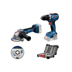 Bosch aku sada nářadí 18 V GSR 18V-65 + GWS 18V-11 + 45 dílná sada bitů + řezný kotouč 125x1 mm 0615A50091