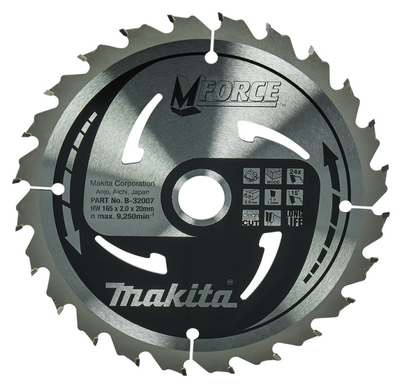 Makita B-32007 kotouč pilový dřevo MFORCE 165x2x20mm 24Z = old B-08006