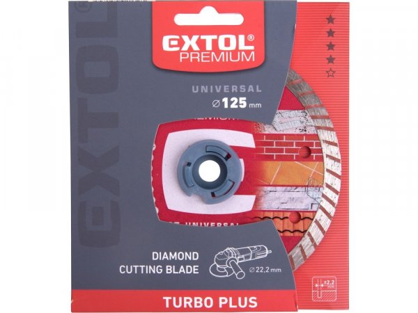 EXTOL PREMIUM 8803032 kotouč diamantový řezný TURBO PLUS - suché i mokré řezání, O 125x22,2x2,2mm