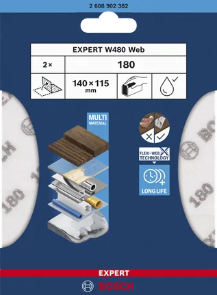 Bosch brusná síť Expert W480 web, G180, 2ks 2608902382