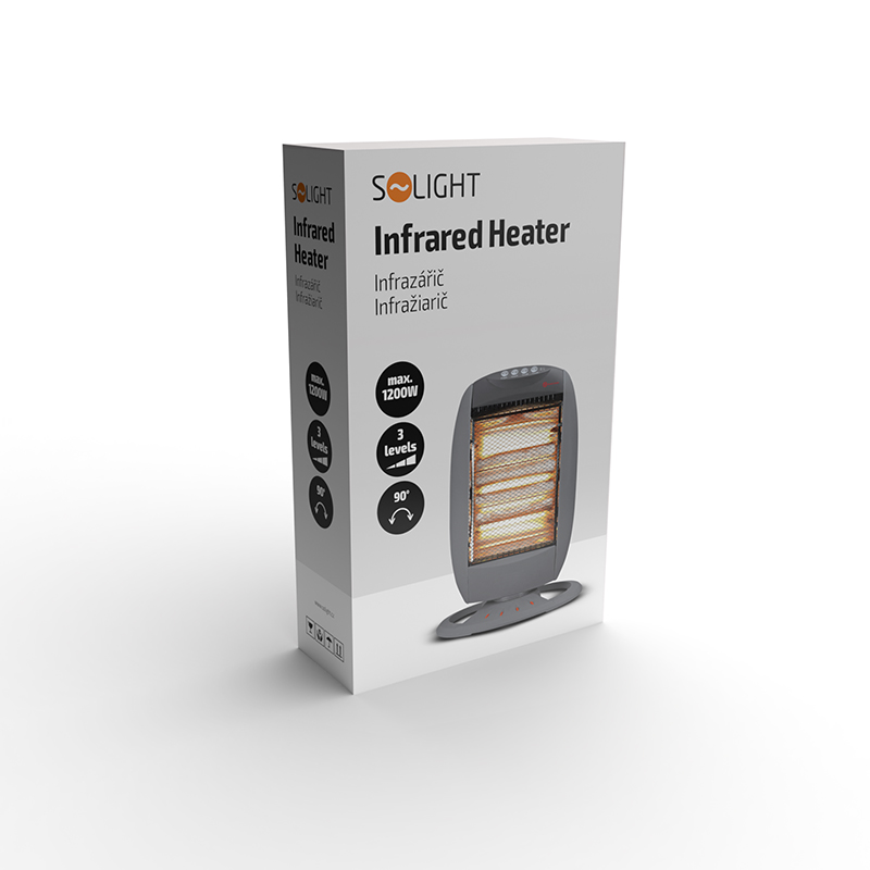 Solight IR01 infrazářič - topný výkon 1200 W, 3 nastavitelné úrovně vytápění