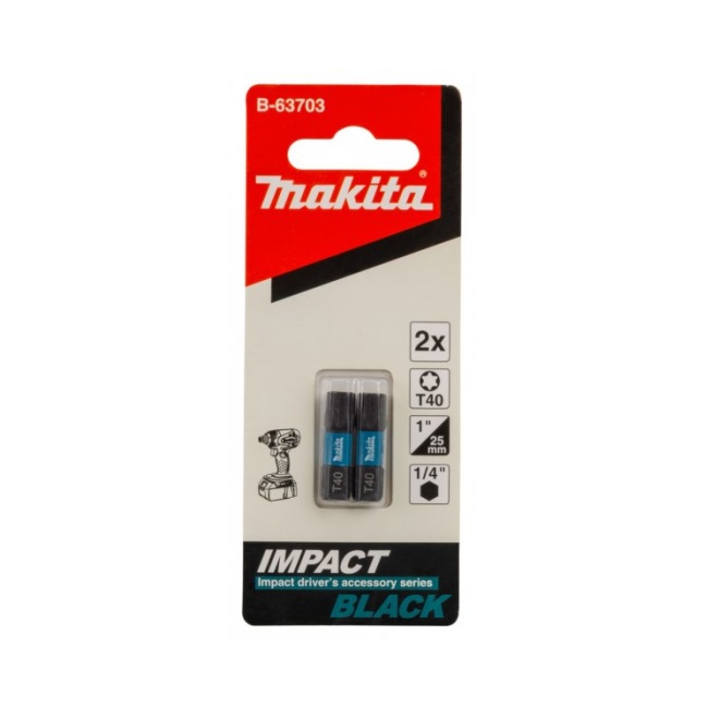 Makita B-63703 torzní bit 1/4" IMPACT BLACK T40 25mm 2 ks