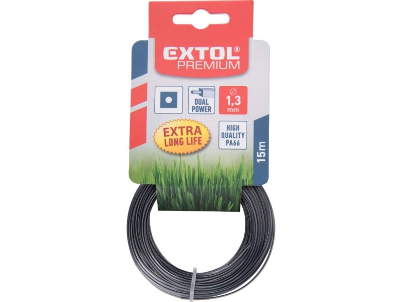 EXTOL PREMIUM 8870911 žací struna do sekačky s jádrem, čtvercový profil, 1,3mm, 15m, PA66