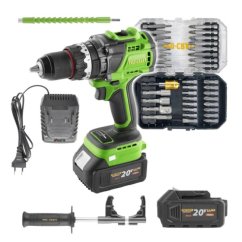 Procraft PA18ProBL aku příklepový šroubovák 20 V 2x4Ah + sada bitů