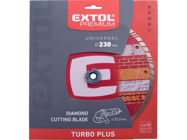EXTOL PREMIUM 8803035 kotouč diamantový řezný TURBO PLUS - suché i mokré řezání, O 230x22,2x3mm