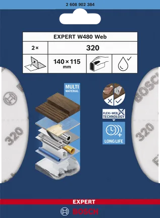 Bosch brusná síť Expert W480 web, G320, 2ks 2608902384