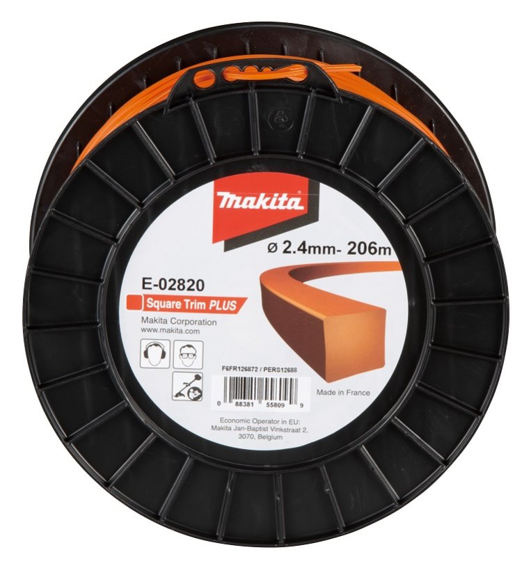 Makita E-02820 struna nylonová Plus 2,4mm, 206m, oranžová, hranatá = old 369224797