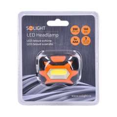 Solight WH25 čelová LED svítilna, 3W COB, 3x AAA