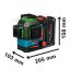 Laserový nivelační přístroj Bosch EXLL18V-120-33CG s rozměry 158x205x103 mm.