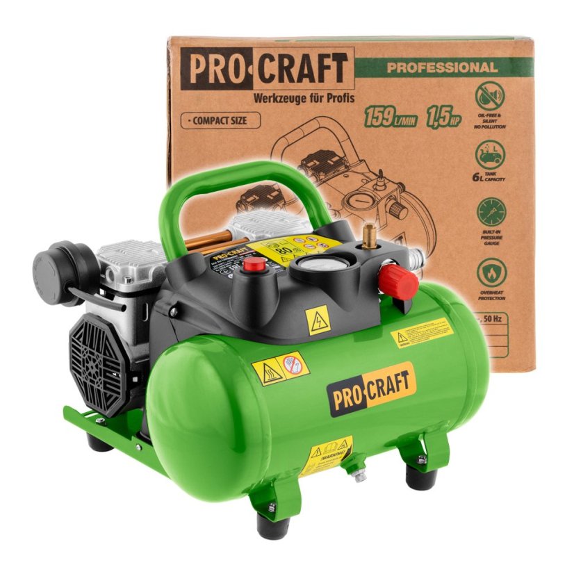 Procraft AC6 bezolejový kompresor 6 l