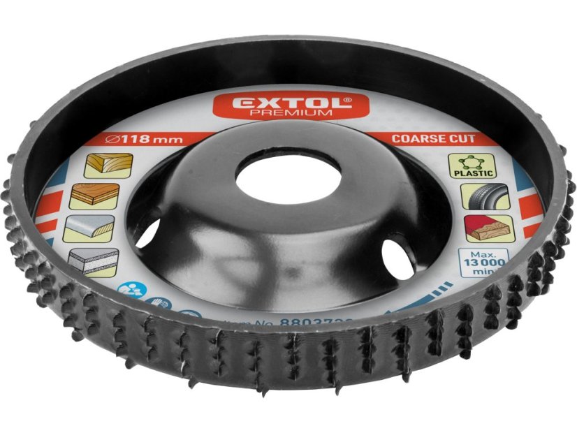 EXTOL PREMIUM 8803720 118x18x22,2mm kotouč rašplový/frézovací na dřevo hrubý sek
