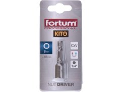 FORTUM 4741608 klíč nástrčný magnetický 1/4" stopka, 8x48mm, CrV