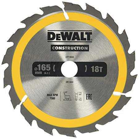 DeWALT DT1933 pilový kotouč 165x20mm, 18 zubů pro rychlé řezy