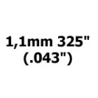 1,1 mm 325" (.043")