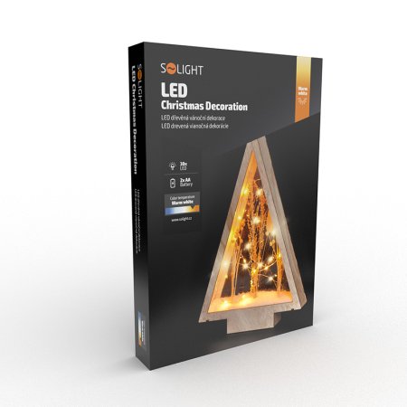 Solight 1V267 LED dřevěná vánoční dekorace, zasněžené zimní květiny, 37cm, 2x AA