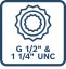 G 1/2 palce a 1 1/4 palce UNC.