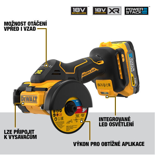 DeWalt DCS438E2T aku univerzální řezačka 76 mm 18 V 2x 1,7Ah POWERSTACK