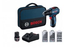 Bosch GSR 12V-30 aku vrtací šroubovák 12V 2x2,0Ah + příslušenství 39 ks